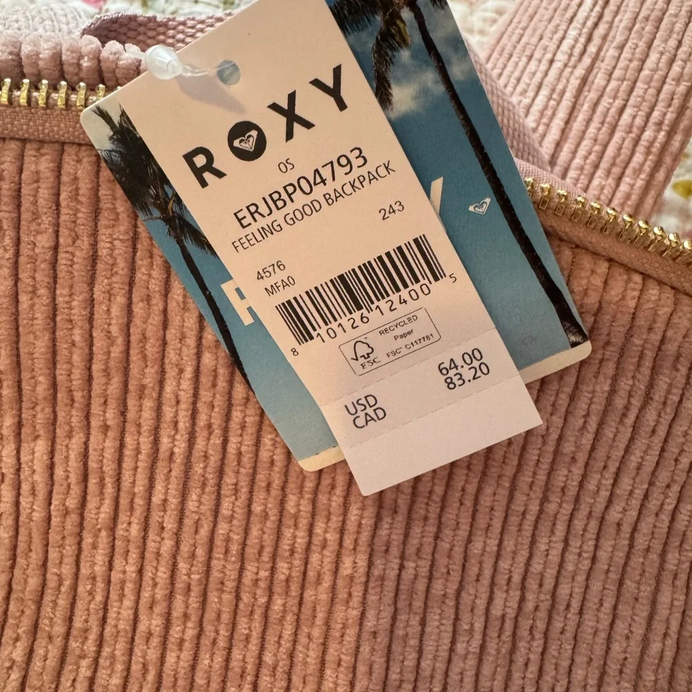 Roxy Ribbed Corduroy Backpack in Blush Pink